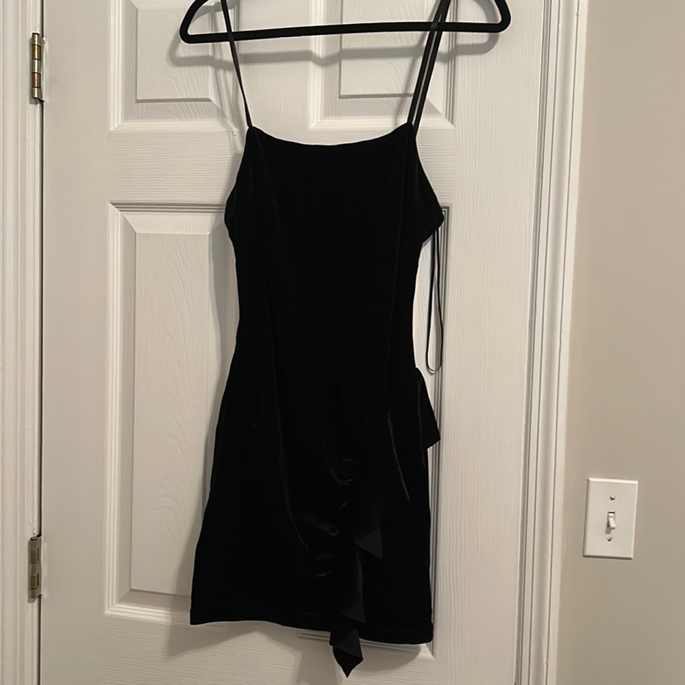 Black velvet mini dress